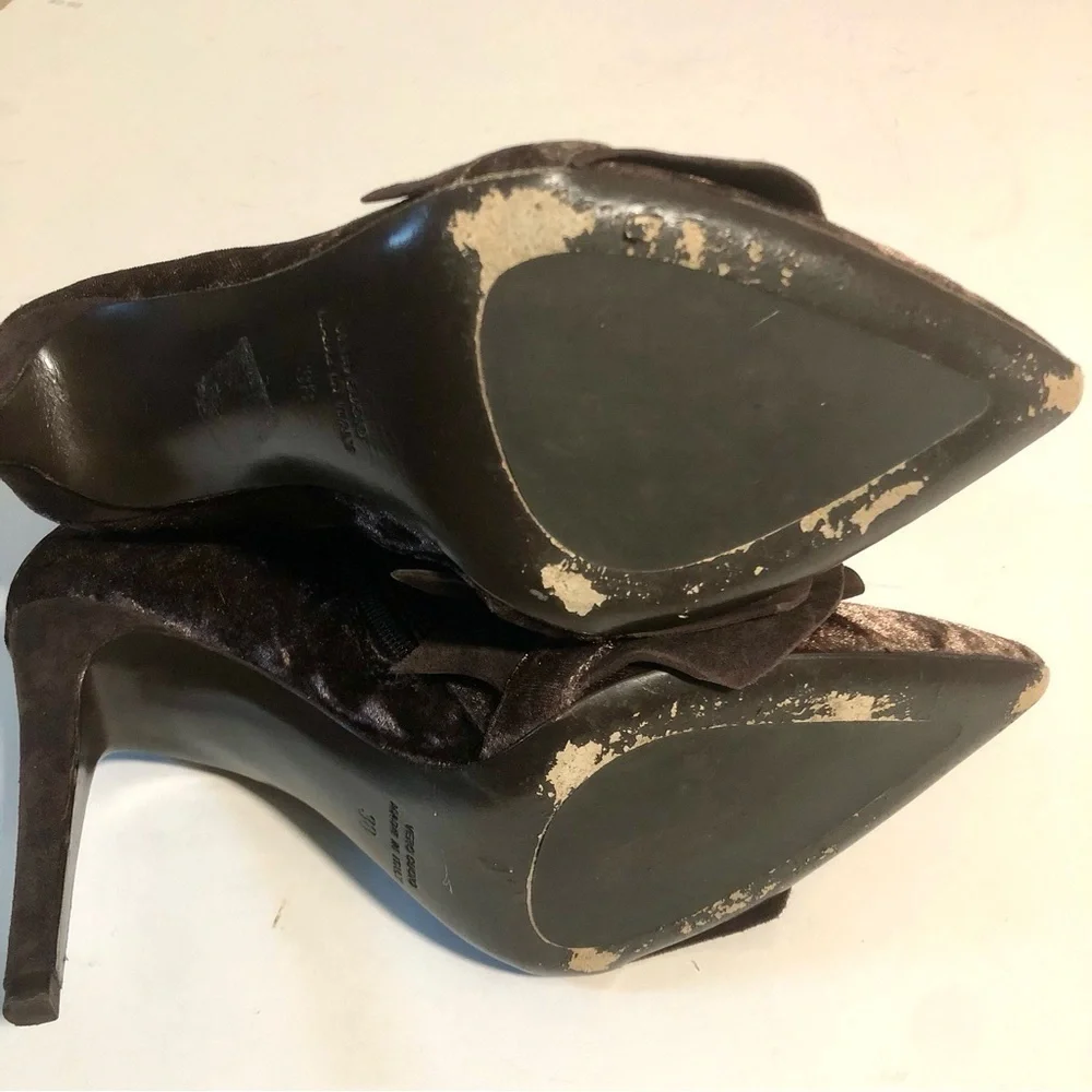 8 by Yoox velvet and leather 4” heeled booties made in Italy size 38 - Picture 11 of 16